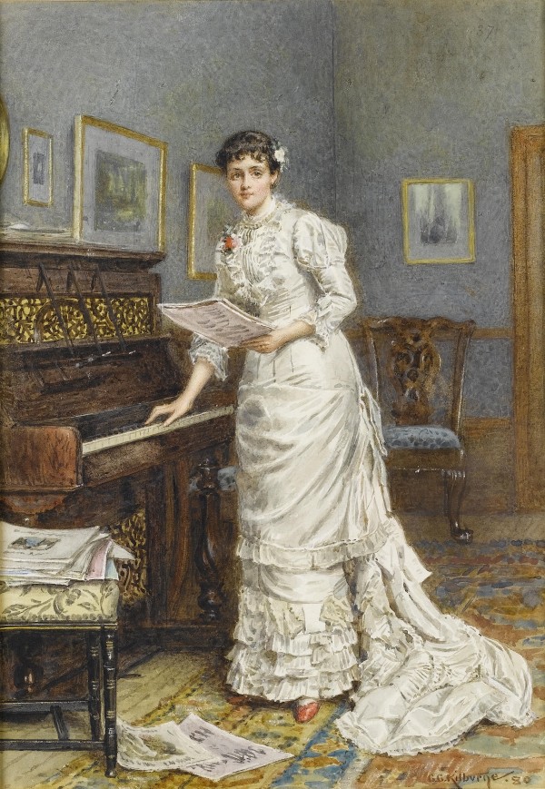 A young woman at a piano 1880 by George Goodwin Kilburne